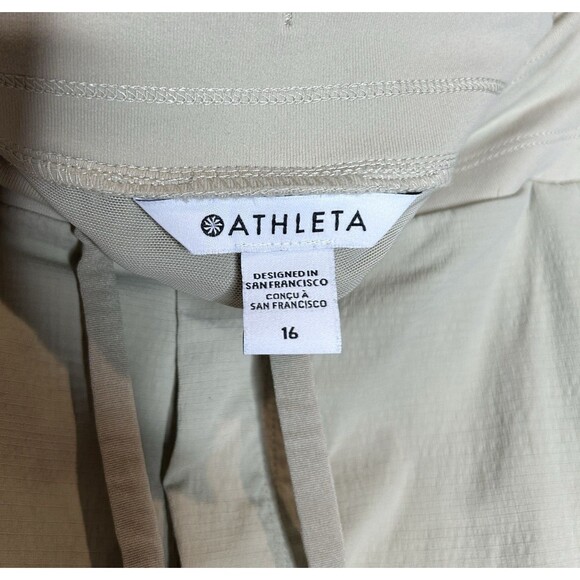 Athleta Tapered Leg Pants Joggers Size 16 Ivory Pull On Zip Pockets - Picture 4 of 7